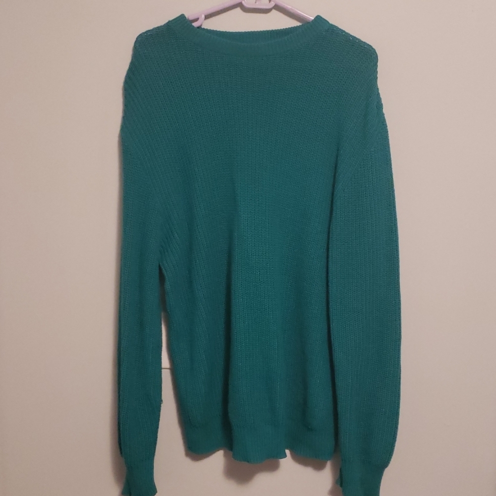 Vintage Men's Cable Knit Teal Sweater
